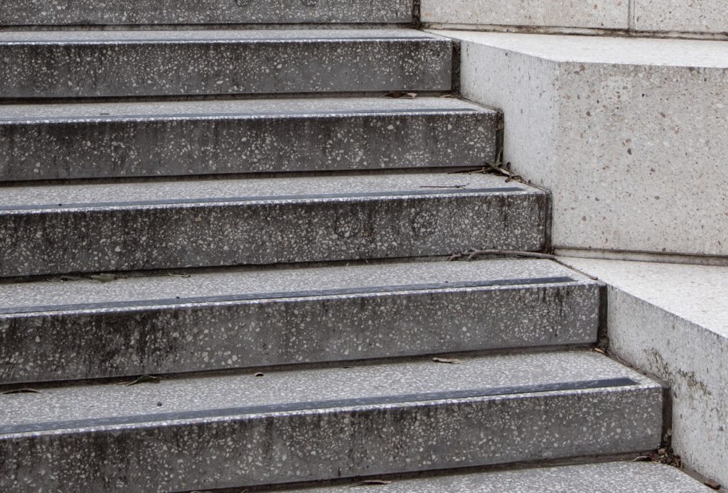 Gray and white concrete staircase